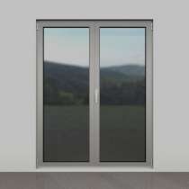 Porte-fenêtre en aluminium 2 vantaux sur mesure vue depuis l'extérieur