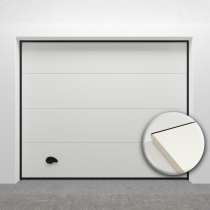 Porte de garage sectionnelle lisse en acier Blanc 9010 avec zoom sur matière