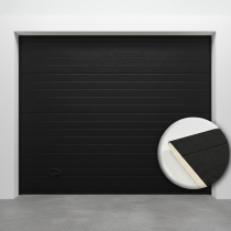 Porte de garage sectionnelle rainurée en acier Blanc 9010 avec zoom sur matière