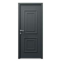 Porte d'entrée PVC gris 7016 1 vantail sur mesure avec moulures