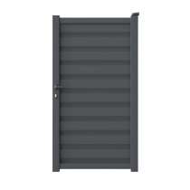 Portillon aluminium sur mesure gris 7016 avec lames ventilées de 14cm