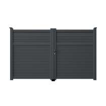Portillon aluminium sur mesure gris 7016 avec lames de 10cm