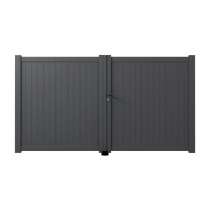 Portail aluminium battant sur mesure avec lames verticales de 10 cm