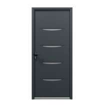 Porte d'entrée acier 1 vantail sur mesure gris 7016 avec moulures extérieures