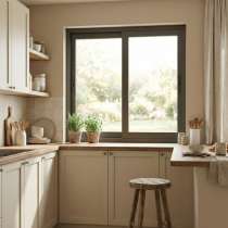 Fenêtre coulissante aluminium dans une cuisine