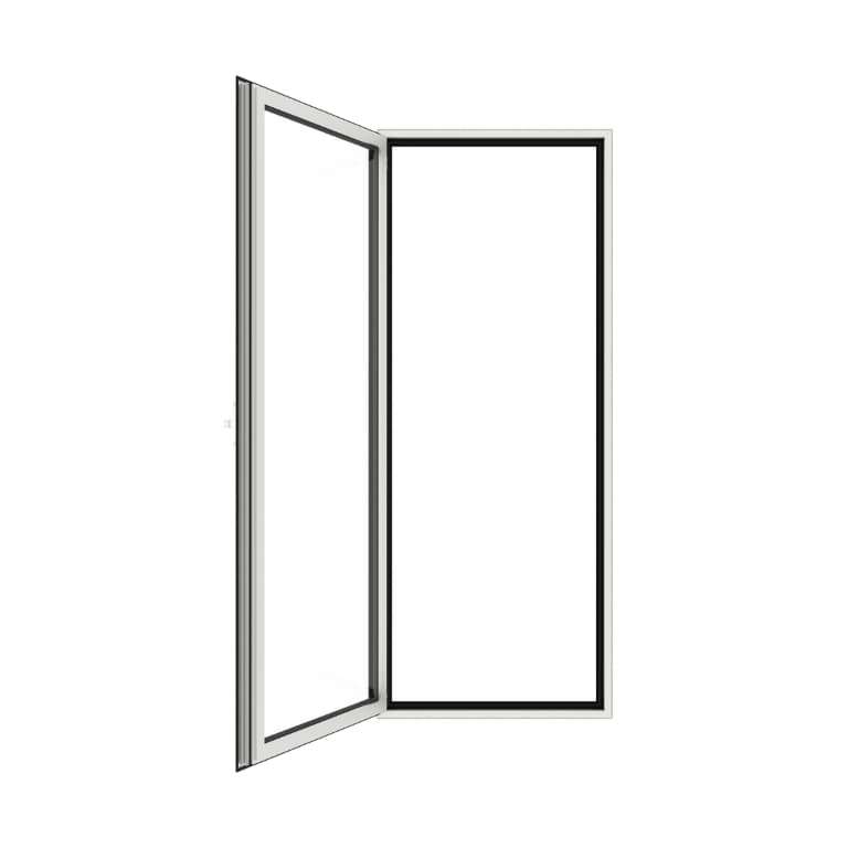 Porte-fenêtre en aluminium 1 vantail sur mesure ouverte