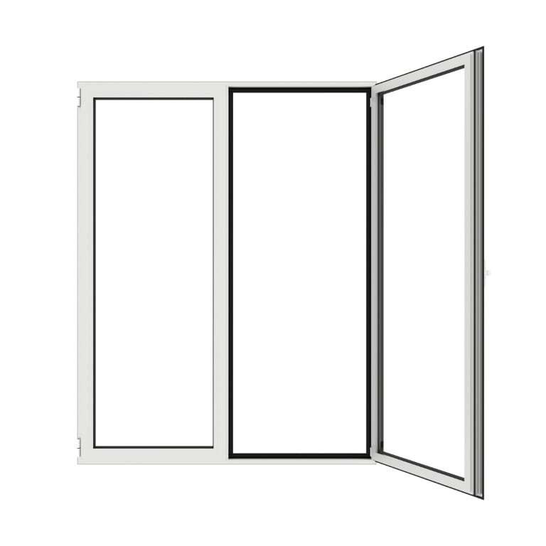 Porte-fenêtre en aluminium 2 vantaux sur mesure ouverte