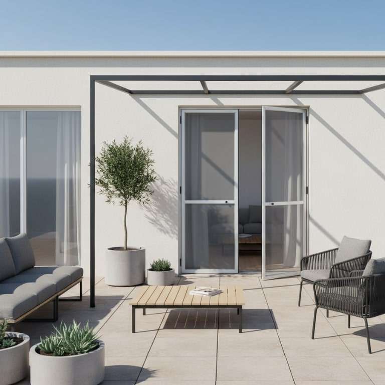 Moustiquaire pour porte 2 vantaux vue depuis la terrasse