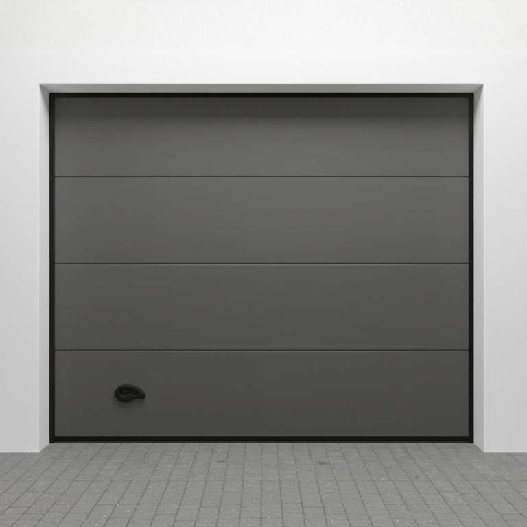 Porte de garage sectionnelle lisse en acier gris 7016