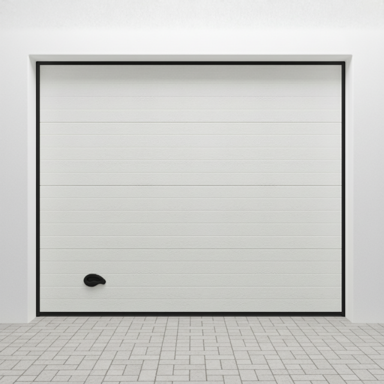 Porte de garage sectionnelle rainurée en acier Blanc 9010