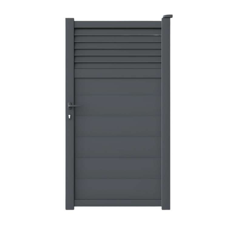 Portillon aluminium sur mesure gris 7016 avec lames de 10cm