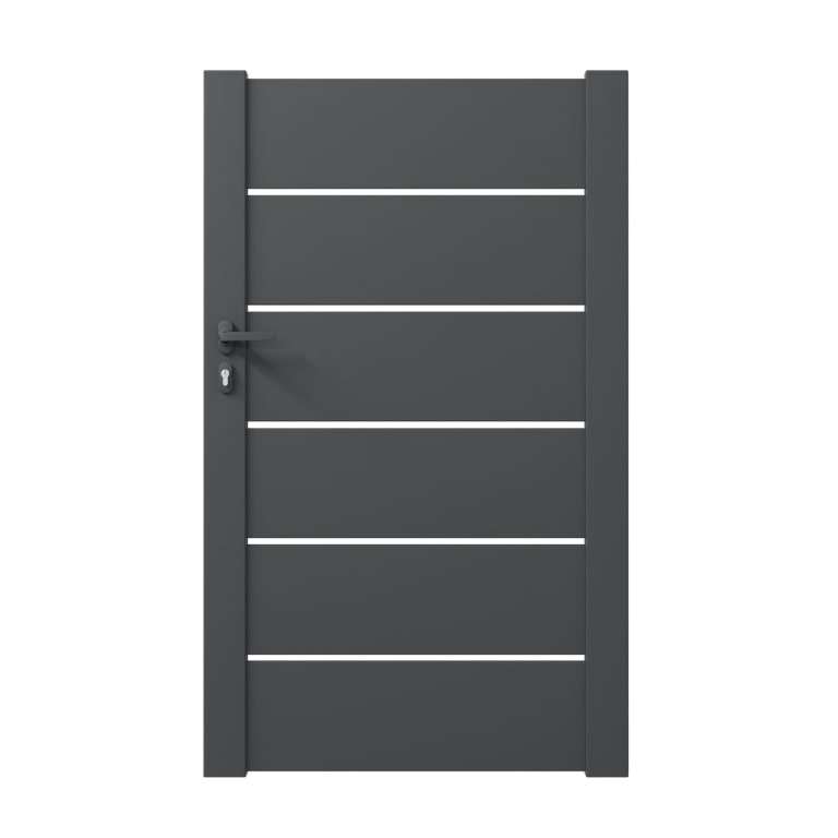 Portillon aluminium sur mesure avec lames ajourées
