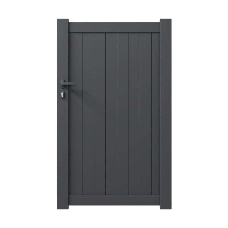 Portillon aluminium sur mesure avec lames verticales de 10 cm