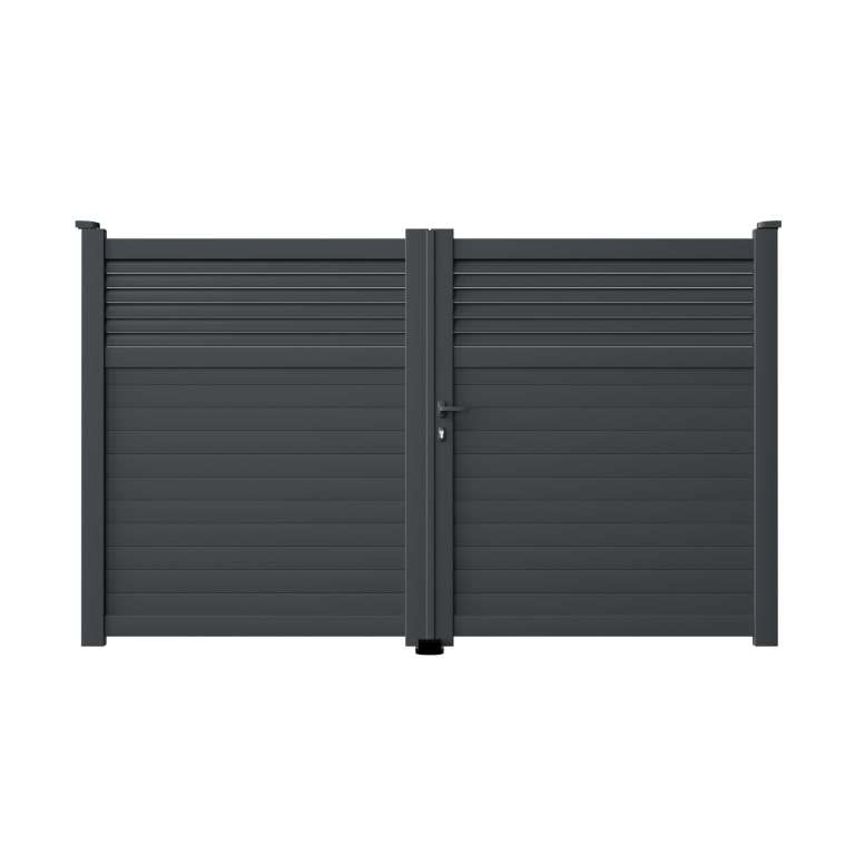 Portillon aluminium sur mesure gris 7016 avec lames de 10cm