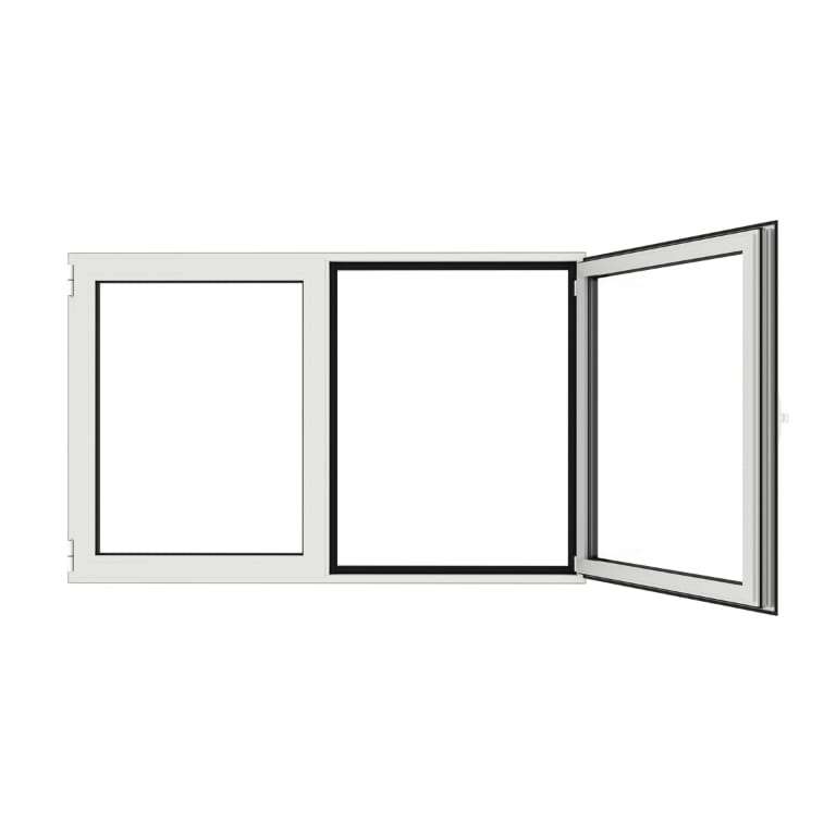 Fenêtre en aluminium 2 vantaux sur mesure ouverte