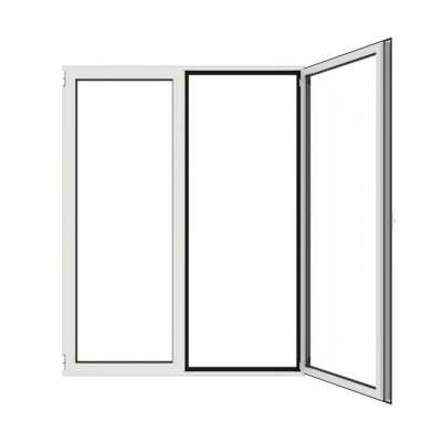 Porte-fenêtre en aluminium 2 vantaux sur mesure ouverte