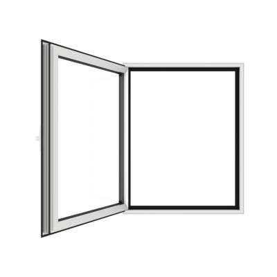 Fenêtre en aluminium 1 vantail sur mesure ouverte
