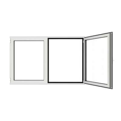 Fenêtre en aluminium 2 vantaux sur mesure ouverte