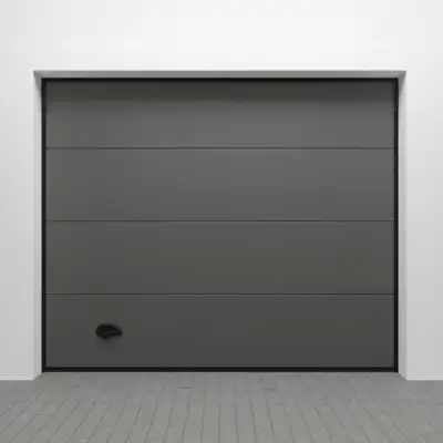 Porte de garage sectionnelle lisse en acier gris 7016