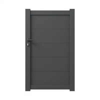 Portillon aluminium sur mesure gris 7016 avec lames de 20cm