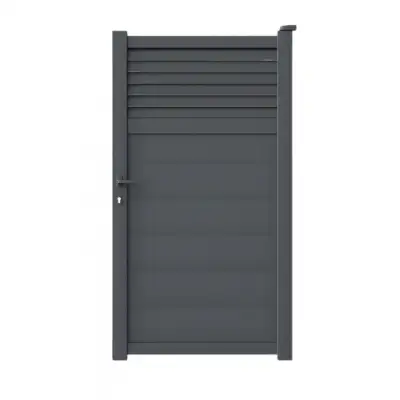 Portillon aluminium sur mesure gris 7016 avec lames de 10cm