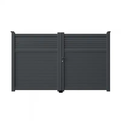 Portillon aluminium sur mesure gris 7016 avec lames de 10cm