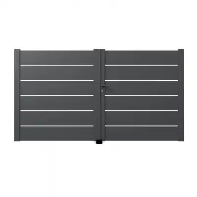 Portail aluminium battant sur mesure avec lames ajourées
