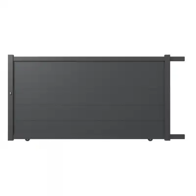Portail aluminium coulissant sur mesure gris 7016 avec lames de 20cm