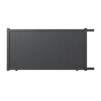 Portail aluminium coulissant sur mesure avec lames verticales de 10 cm