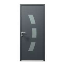 Porte d'entrée ALU gris 7016 1 vantail sur mesure avec 3 parties vitrées