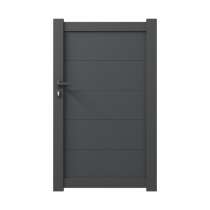 Portillon aluminium sur mesure gris 7016 avec lames de 20cm