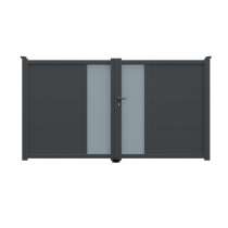 Portillon aluminium sur mesure gris 7016 avec lames de 20cm et profils de décors