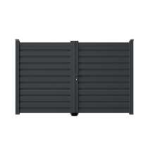 Portillon aluminium sur mesure gris 7016 avec lames ventilées de 14cm