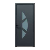 Porte d'entrée acier 1 vantail sur mesure gris 7016 avec 3 parties vitrées au centre
