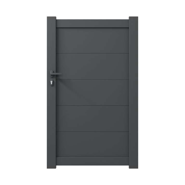 Portillon aluminium sur mesure gris 7016 avec lames de 20cm