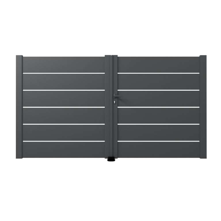 Portail aluminium battant sur mesure avec lames ajourées