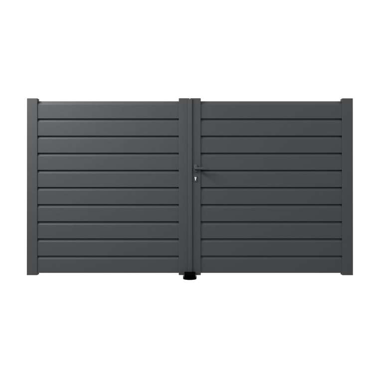 Portail aluminium battant avec lames de 10 cm