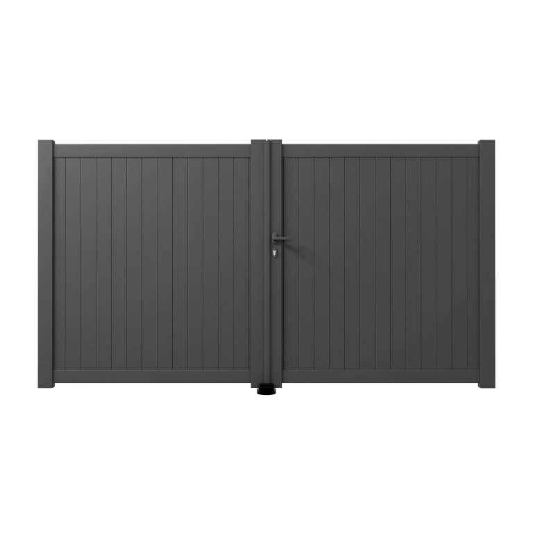 Portail aluminium battant sur mesure avec lames verticales de 10 cm