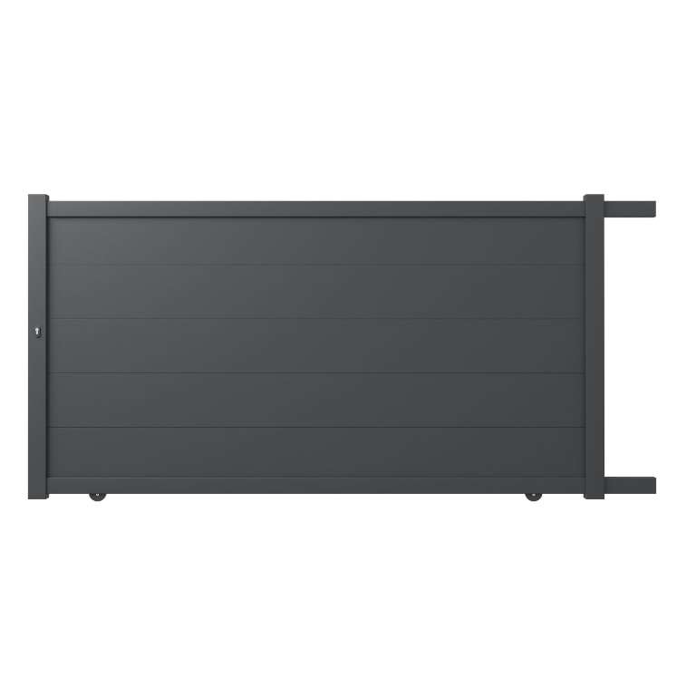 Portail aluminium coulissant sur mesure gris 7016 avec lames de 20cm