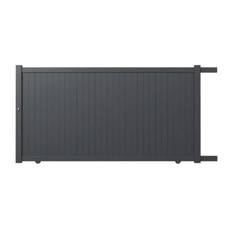 Portail aluminium coulissant sur mesure avec lames verticales de 10 cm